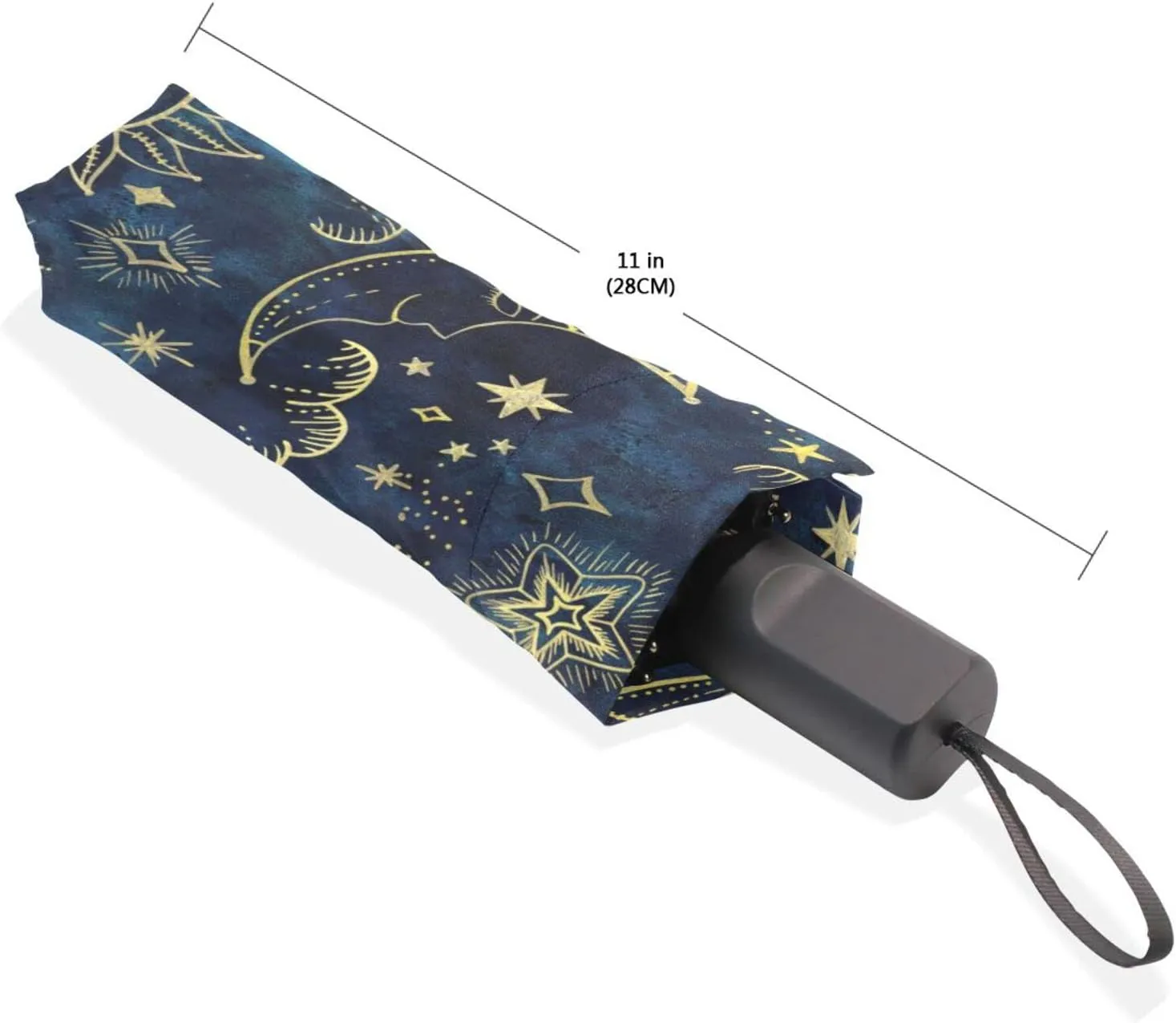 Poeticcity Rain Travel Umbrella, Hand Open Close Windproof Waterproof Folding Umbrella, Compact Canopy Strong Ray Parasol Umbrella