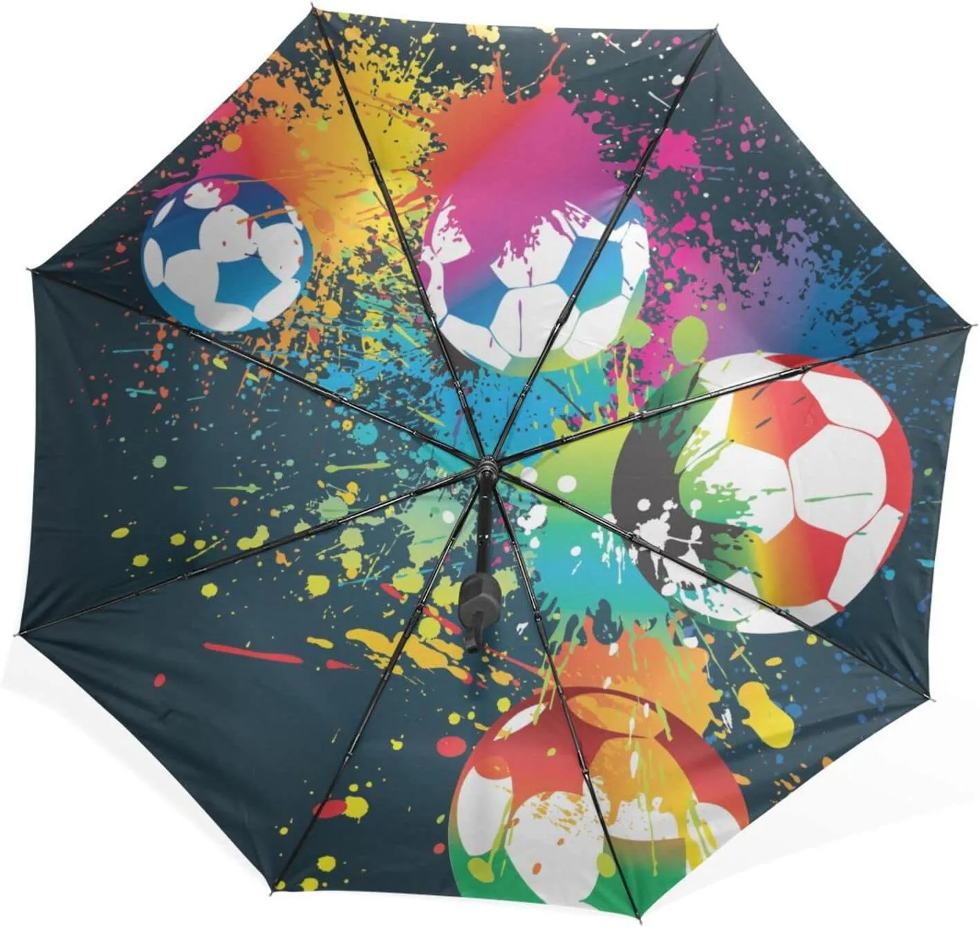 Poeticcity Rain Travel Umbrella, Hand Open Close Windproof Waterproof Folding Umbrella, Compact Canopy Strong Ray Parasol Umbrella