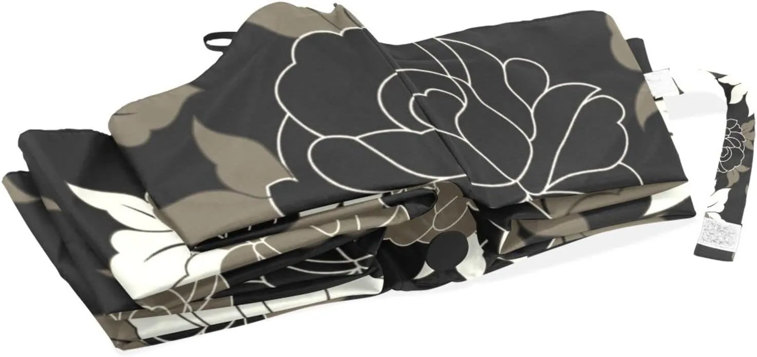 Poeticcity Rain Travel Umbrella, Hand Open Close Windproof Waterproof Folding Umbrella, Compact Canopy Strong Ray Parasol Umbrella