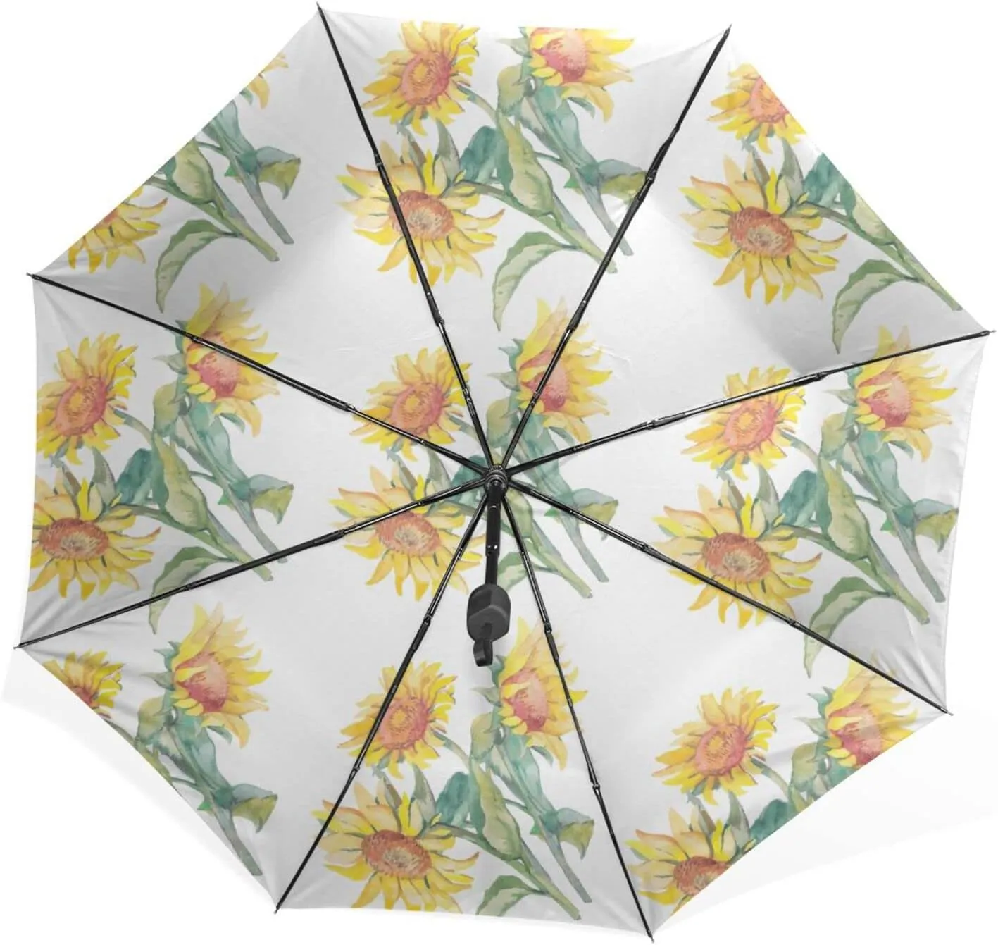 Poeticcity Rain Travel Umbrella, Hand Open Close Windproof Waterproof Folding Umbrella, Compact Canopy Strong Ray Parasol Umbrella