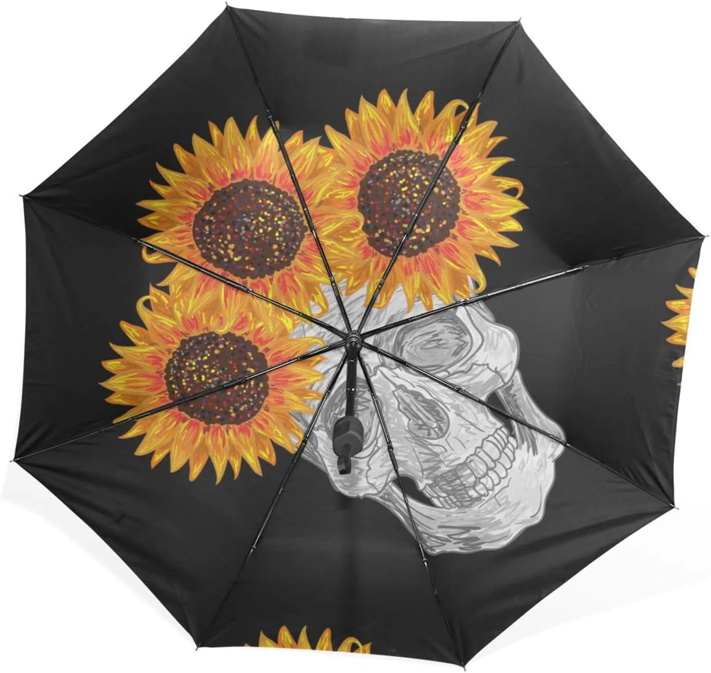 Poeticcity Rain Travel Umbrella, Hand Open Close Windproof Waterproof Folding Umbrella, Compact Canopy Strong Ray Parasol Umbrella
