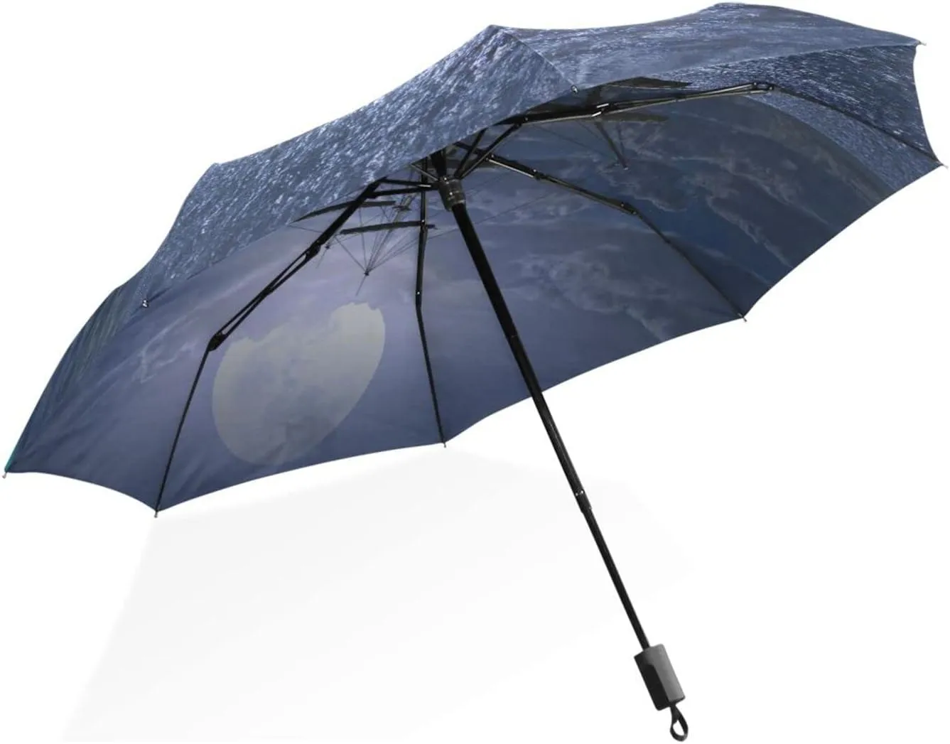 Poeticcity Rain Travel Umbrella, Hand Open Close Windproof Waterproof Folding Umbrella, Compact Canopy Strong Ray Parasol Umbrella