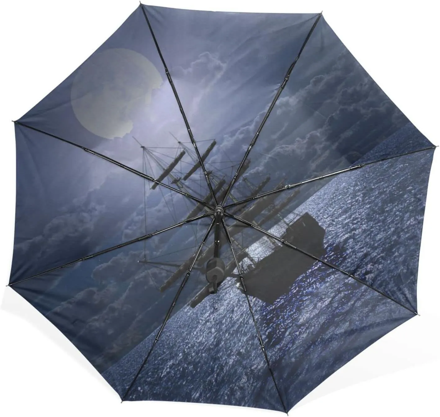 Poeticcity Rain Travel Umbrella, Hand Open Close Windproof Waterproof Folding Umbrella, Compact Canopy Strong Ray Parasol Umbrella