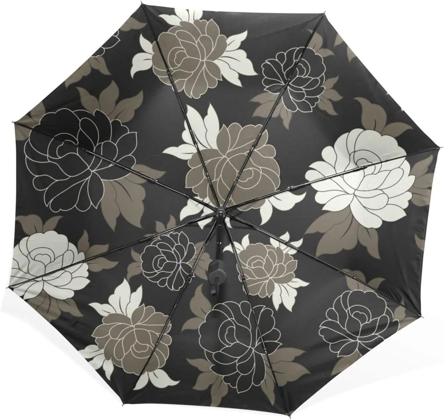 Poeticcity Rain Travel Umbrella, Hand Open Close Windproof Waterproof Folding Umbrella, Compact Canopy Strong Ray Parasol Umbrella