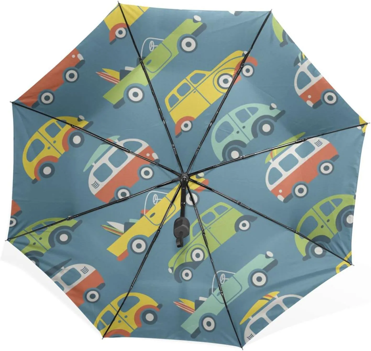 Poeticcity Rain Travel Umbrella, Hand Open Close Windproof Waterproof Folding Umbrella, Compact Canopy Strong Ray Parasol Umbrella