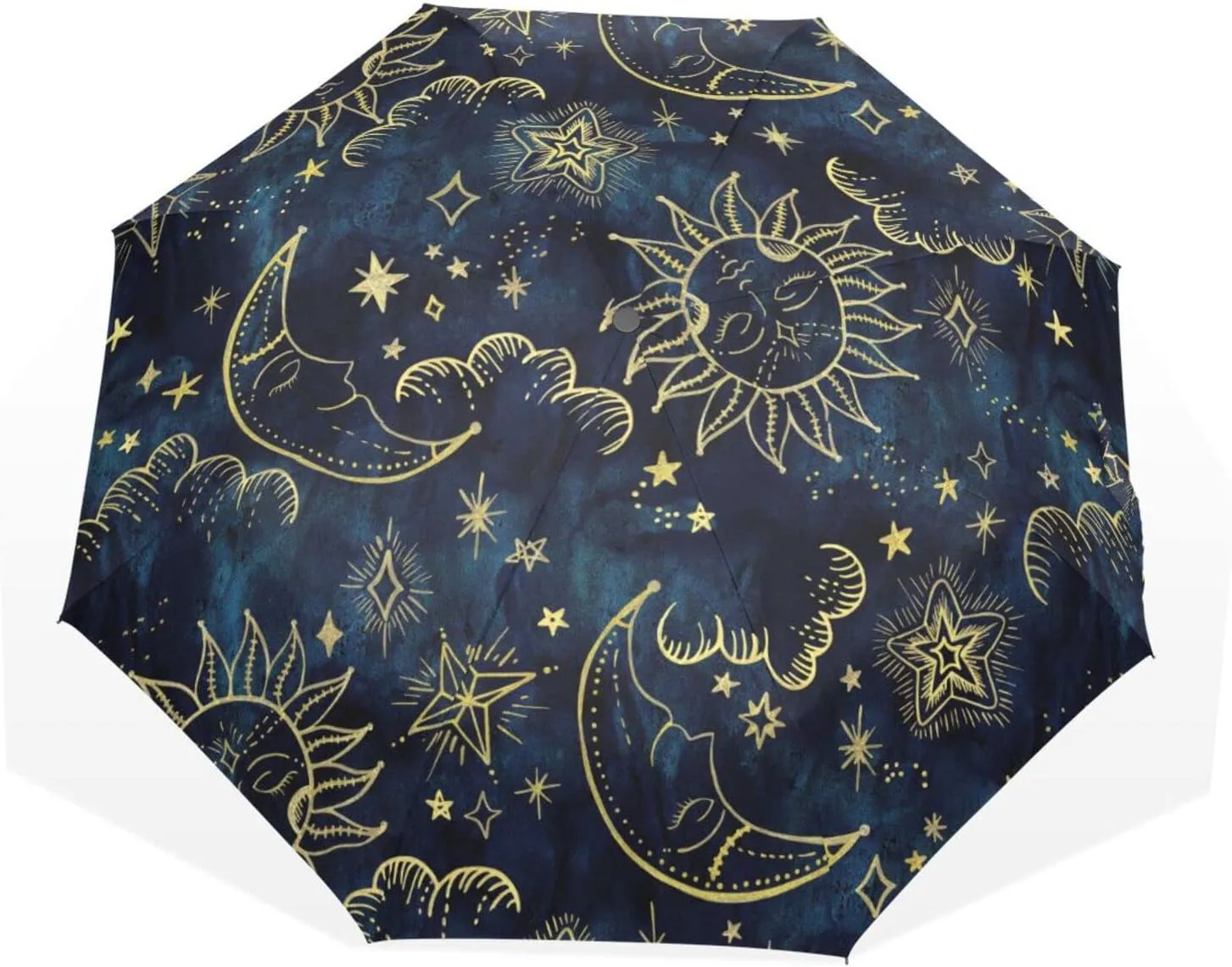Poeticcity Rain Travel Umbrella, Hand Open Close Windproof Waterproof Folding Umbrella, Compact Canopy Strong Ray Parasol Umbrella