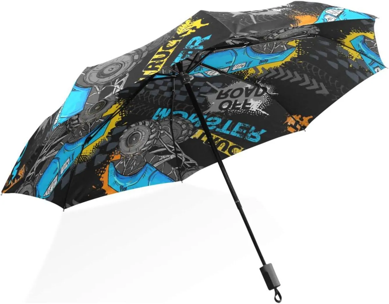 Poeticcity Rain Travel Umbrella, Hand Open Close Windproof Waterproof Folding Umbrella, Compact Canopy Strong Ray Parasol Umbrella