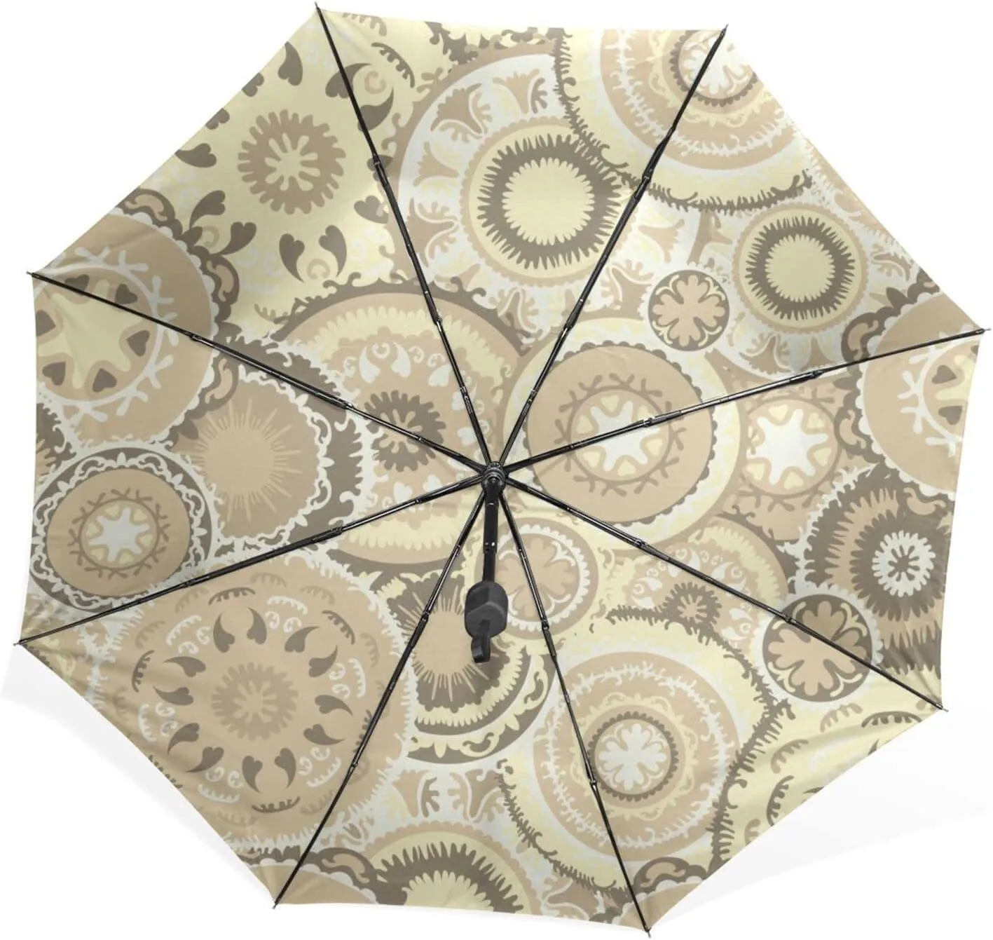 Poeticcity Rain Travel Umbrella, Hand Open Close Windproof Waterproof Folding Umbrella, Compact Canopy Strong Ray Parasol Umbrella