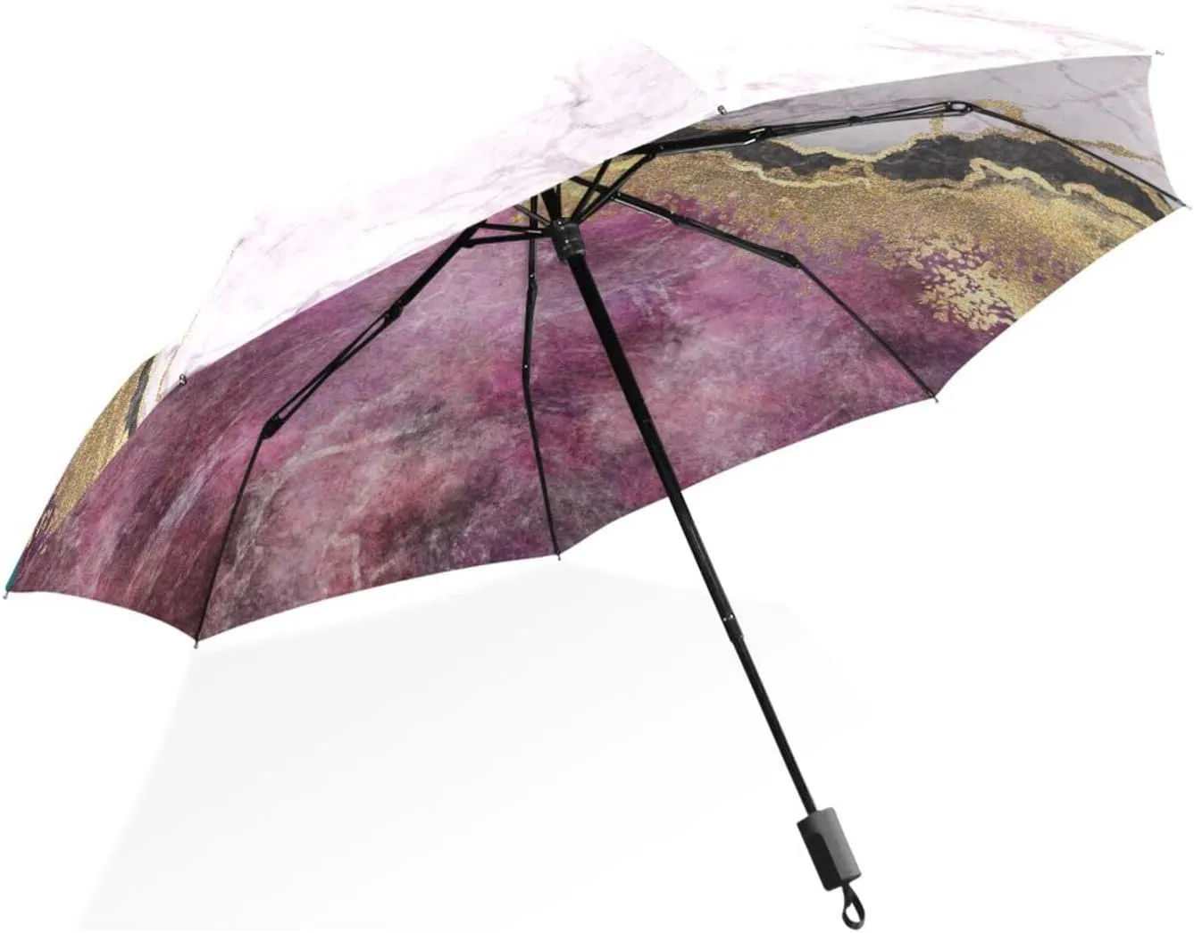 Poeticcity Rain Travel Umbrella, Hand Open Close Windproof Waterproof Folding Umbrella, Compact Canopy Strong Ray Parasol Umbrella