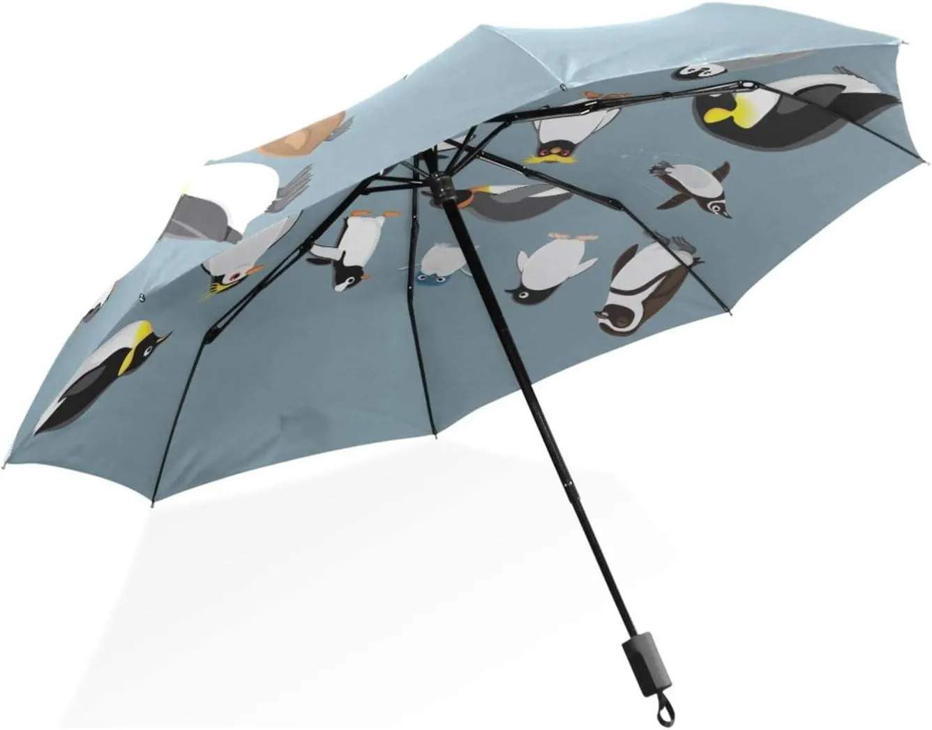 Poeticcity Rain Travel Umbrella, Hand Open Close Windproof Waterproof Folding Umbrella, Compact Canopy Strong Ray Parasol Umbrella