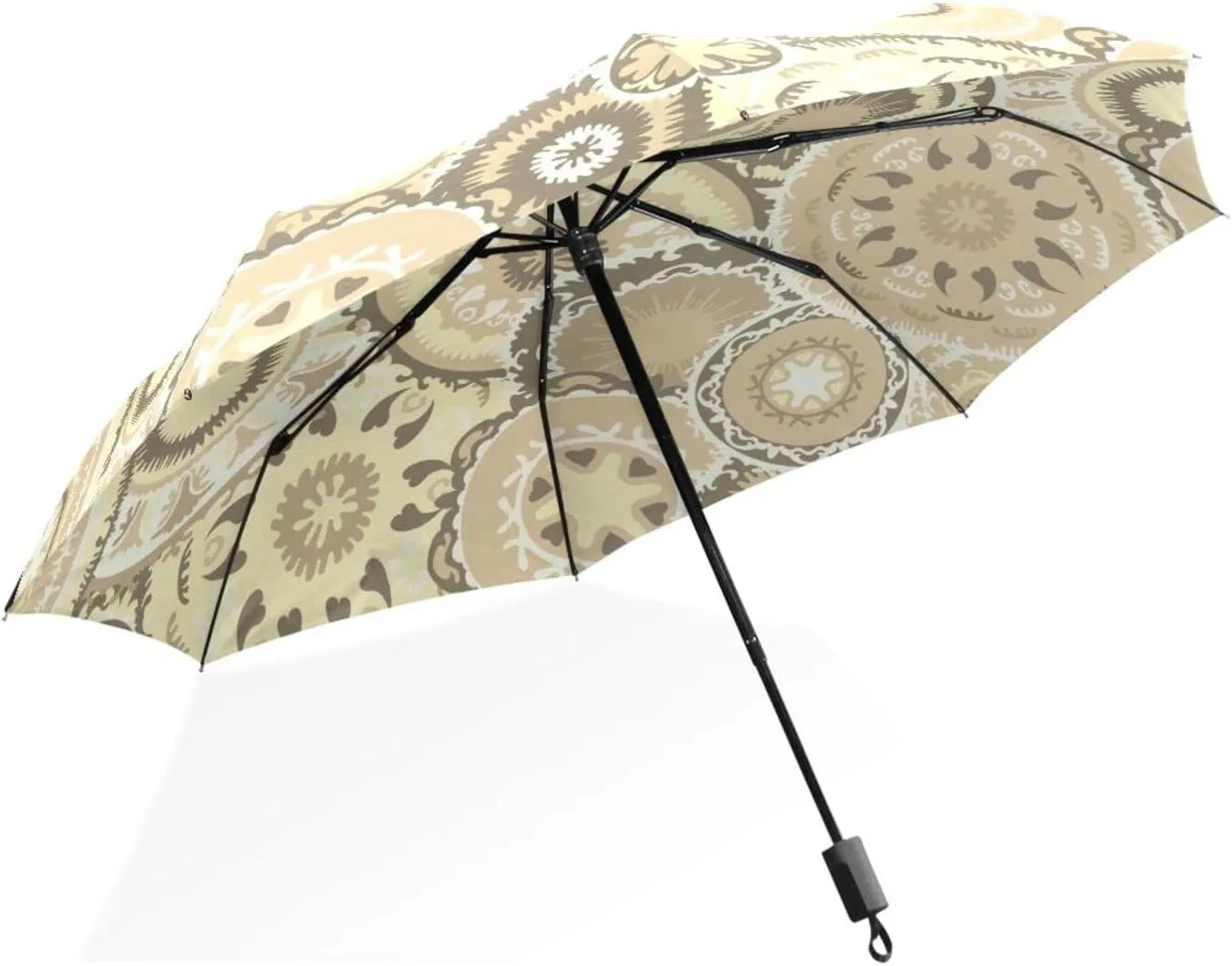 Poeticcity Rain Travel Umbrella, Hand Open Close Windproof Waterproof Folding Umbrella, Compact Canopy Strong Ray Parasol Umbrella