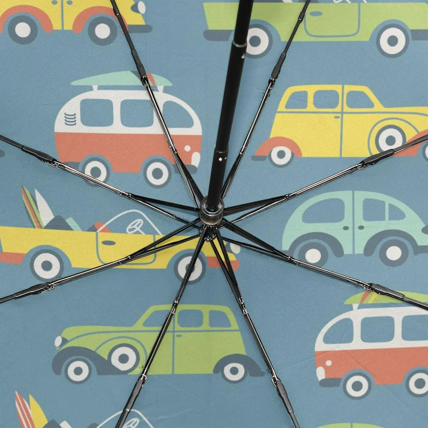 Poeticcity Rain Travel Umbrella, Hand Open Close Windproof Waterproof Folding Umbrella, Compact Canopy Strong Ray Parasol Umbrella