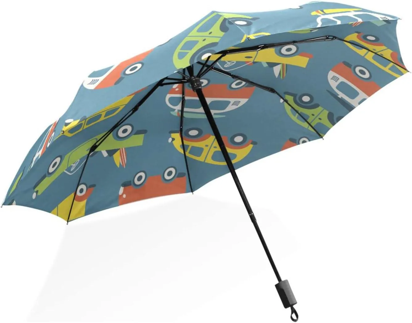 Poeticcity Rain Travel Umbrella, Hand Open Close Windproof Waterproof Folding Umbrella, Compact Canopy Strong Ray Parasol Umbrella