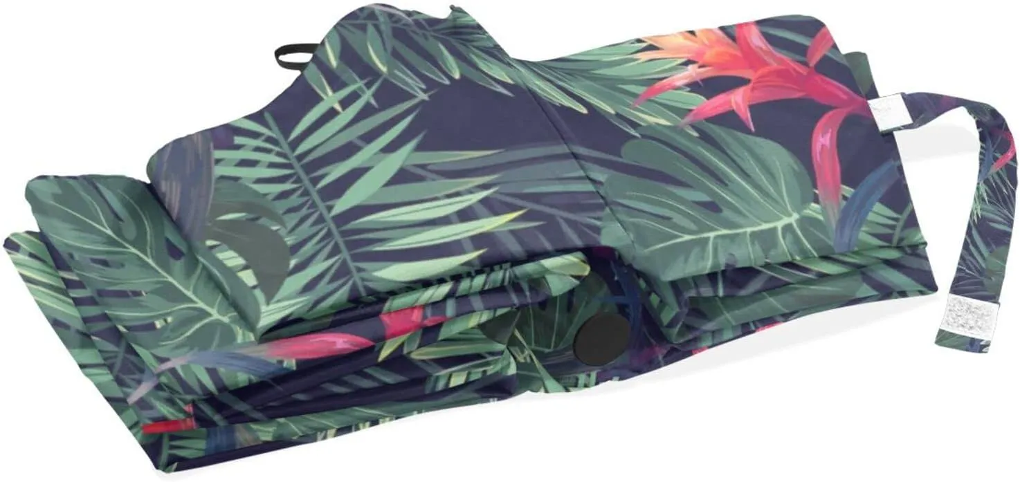 Poeticcity Rain Travel Umbrella, Hand Open Close Windproof Waterproof Folding Umbrella, Compact Canopy Strong Ray Parasol Umbrella