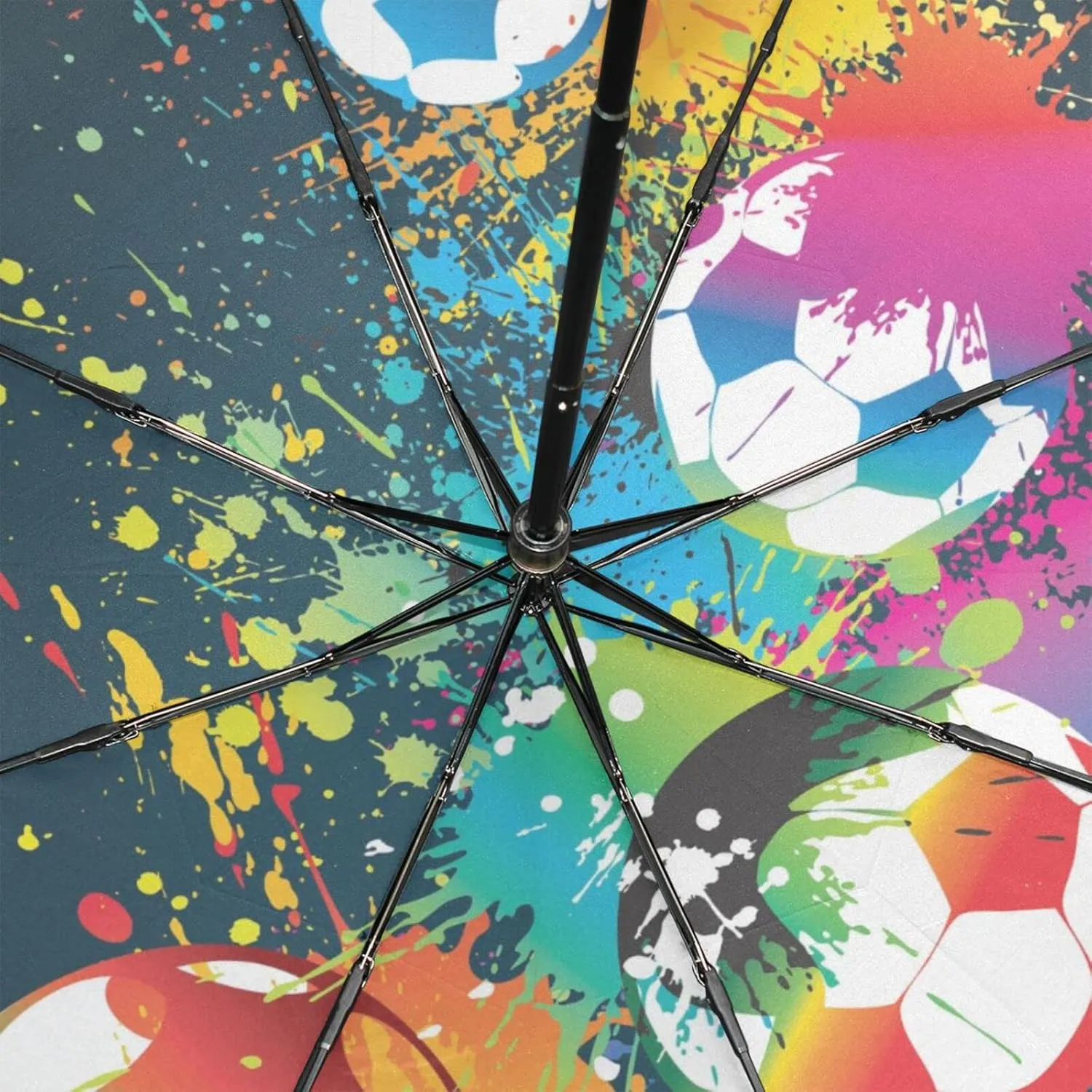 Poeticcity Rain Travel Umbrella, Hand Open Close Windproof Waterproof Folding Umbrella, Compact Canopy Strong Ray Parasol Umbrella
