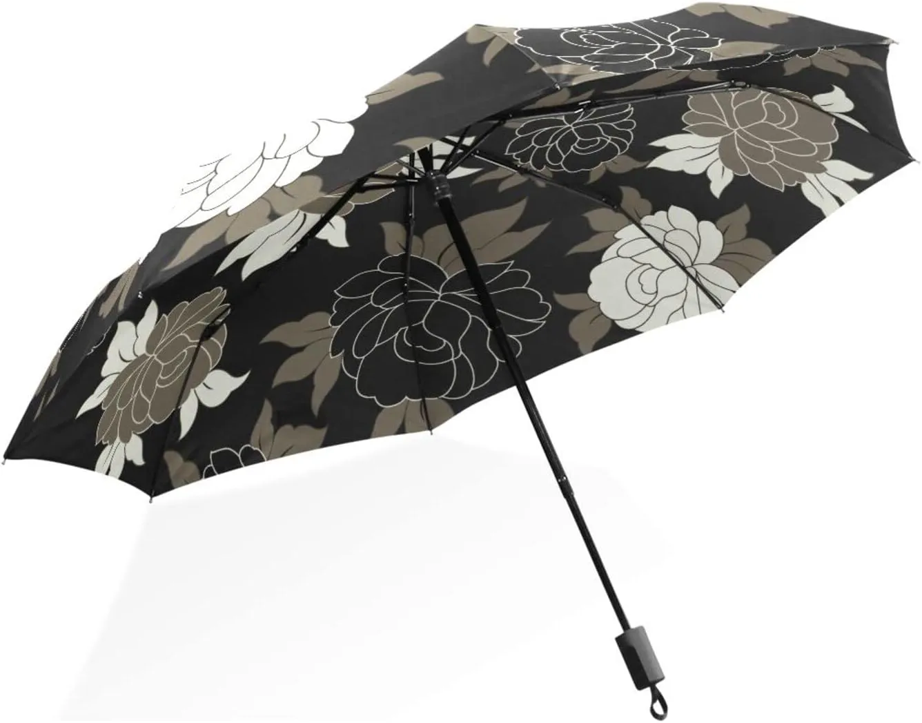 Poeticcity Rain Travel Umbrella, Hand Open Close Windproof Waterproof Folding Umbrella, Compact Canopy Strong Ray Parasol Umbrella