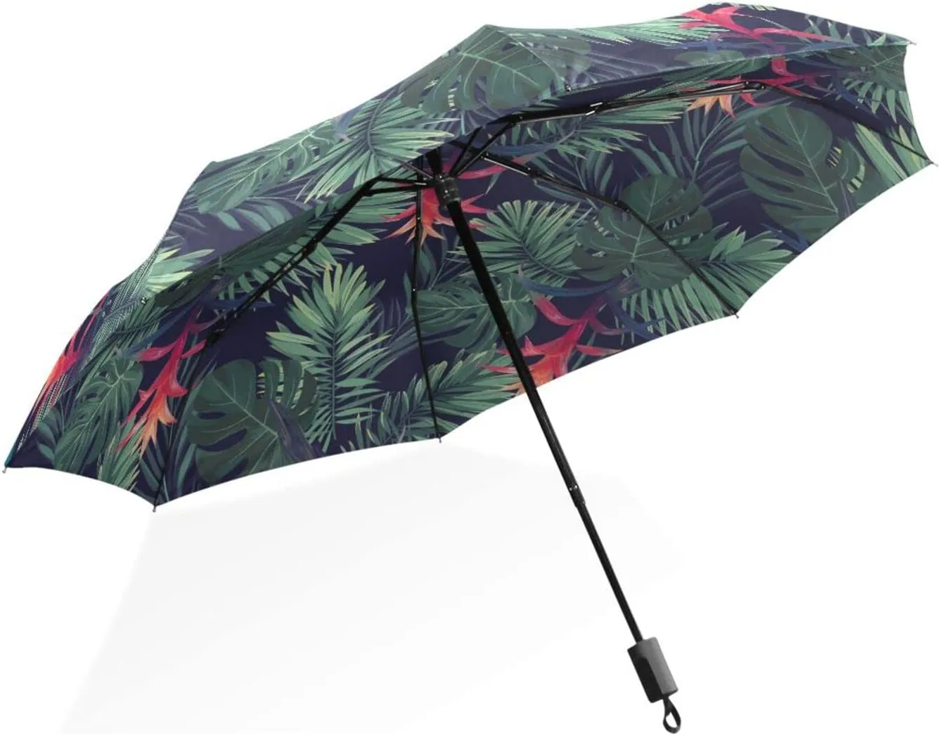 Poeticcity Rain Travel Umbrella, Hand Open Close Windproof Waterproof Folding Umbrella, Compact Canopy Strong Ray Parasol Umbrella