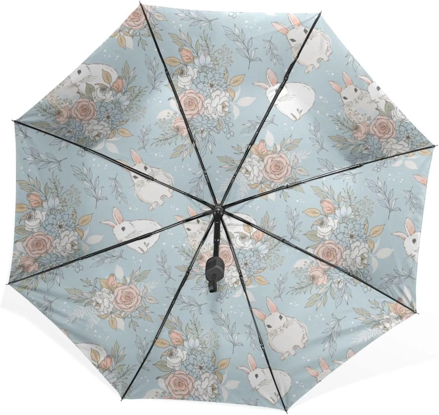 Poeticcity Rain Travel Umbrella, Hand Open Close Windproof Waterproof Folding Umbrella, Compact Canopy Strong Ray Parasol Umbrella