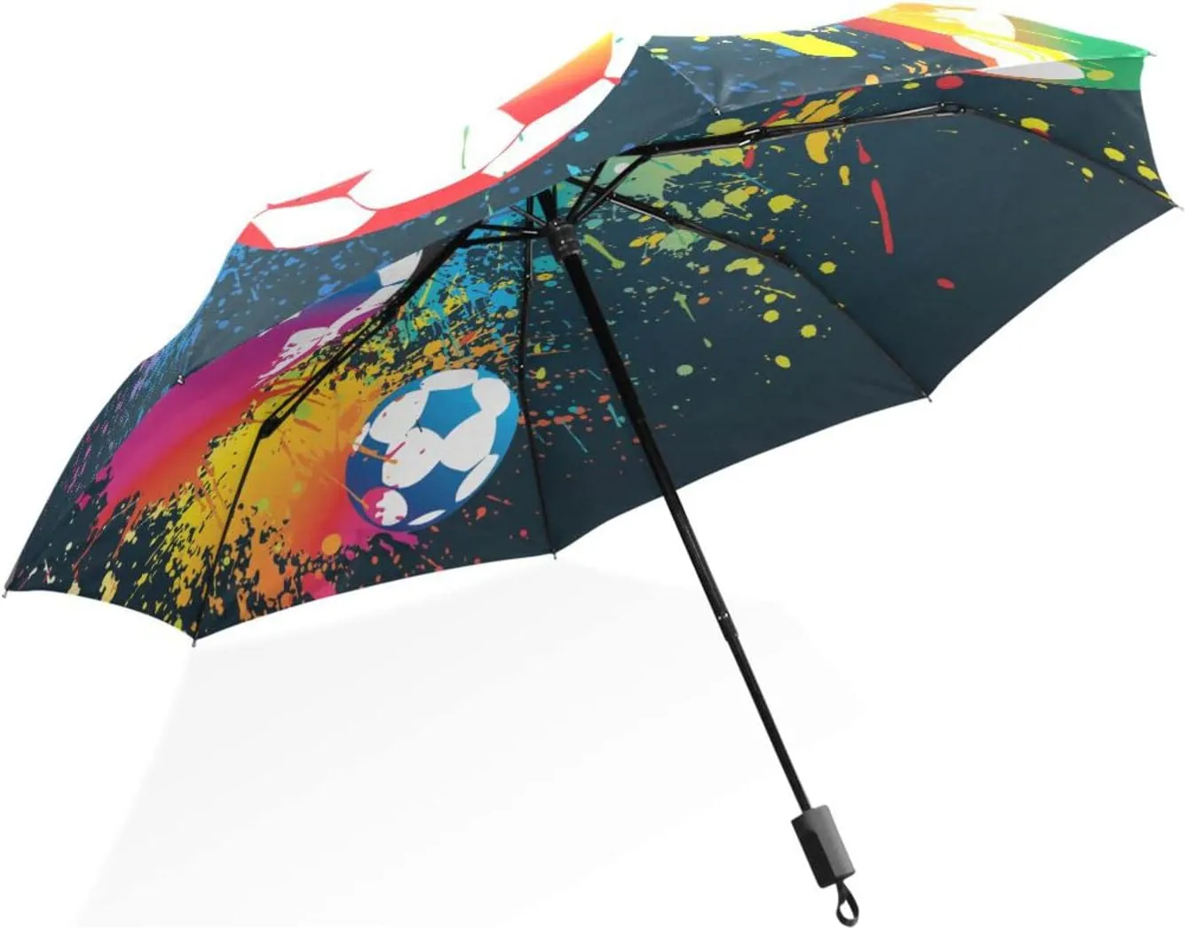 Poeticcity Rain Travel Umbrella, Hand Open Close Windproof Waterproof Folding Umbrella, Compact Canopy Strong Ray Parasol Umbrella