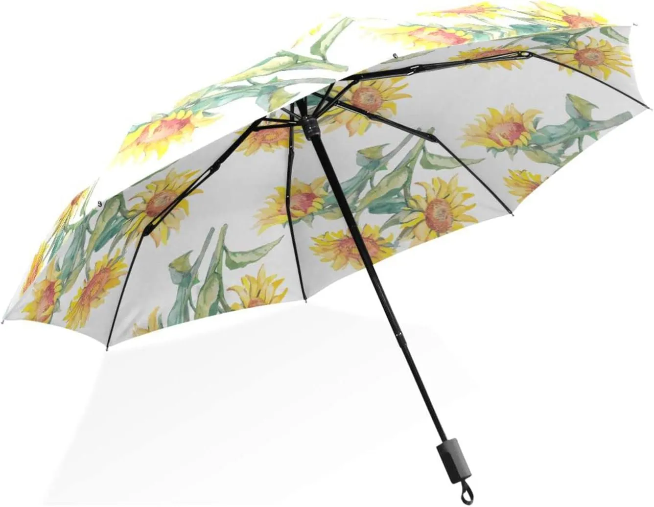 Poeticcity Rain Travel Umbrella, Hand Open Close Windproof Waterproof Folding Umbrella, Compact Canopy Strong Ray Parasol Umbrella