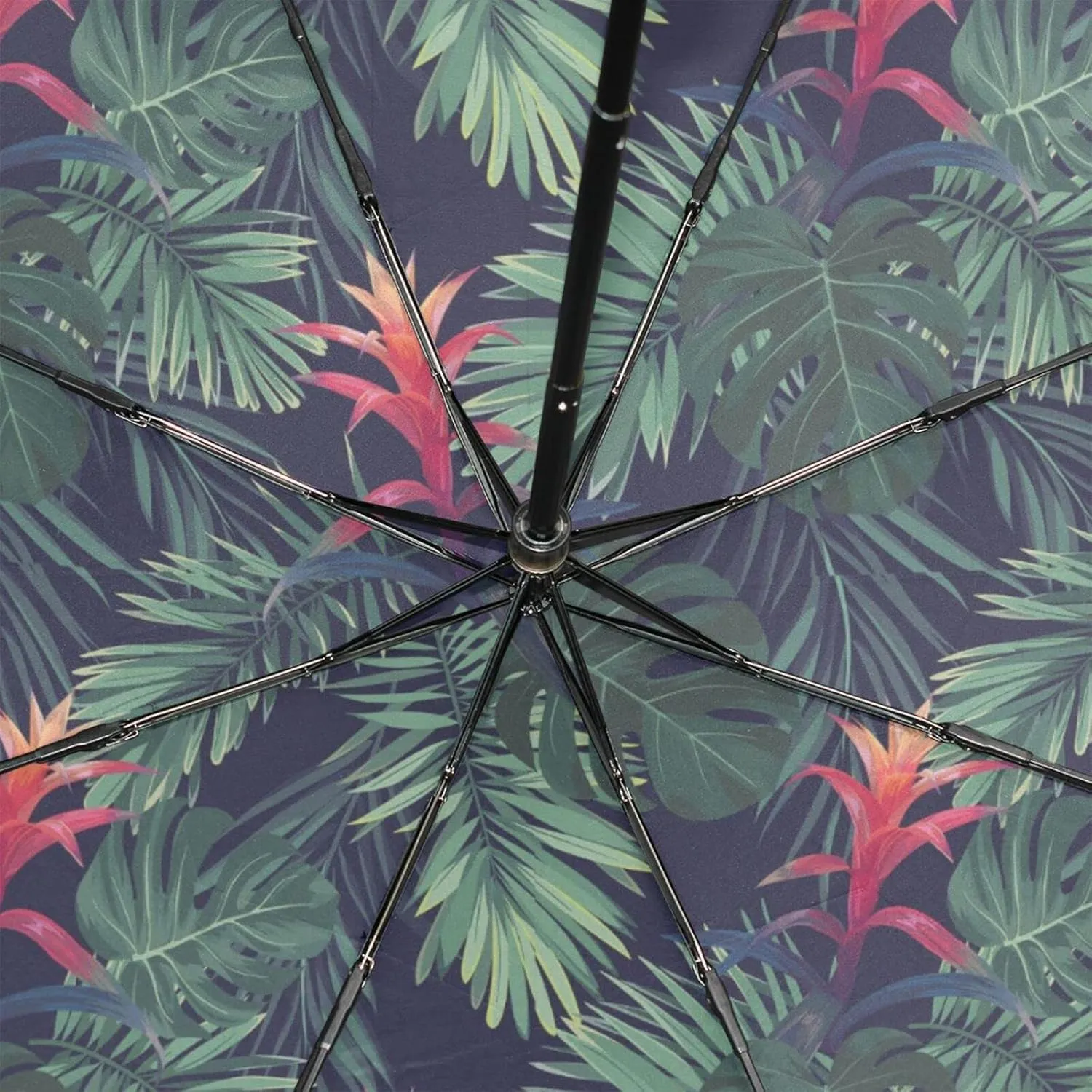 Poeticcity Rain Travel Umbrella, Hand Open Close Windproof Waterproof Folding Umbrella, Compact Canopy Strong Ray Parasol Umbrella