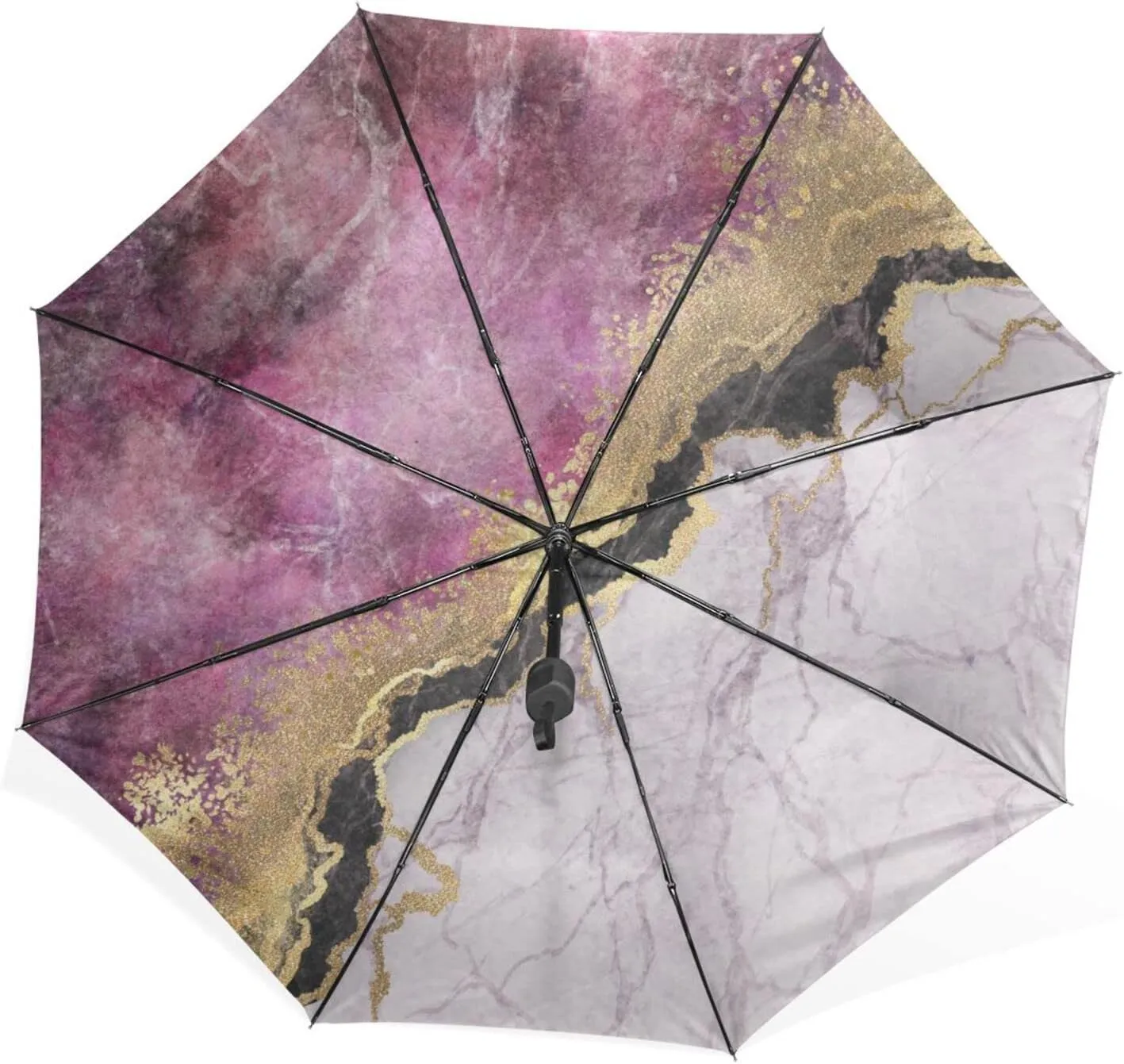 Poeticcity Rain Travel Umbrella, Hand Open Close Windproof Waterproof Folding Umbrella, Compact Canopy Strong Ray Parasol Umbrella