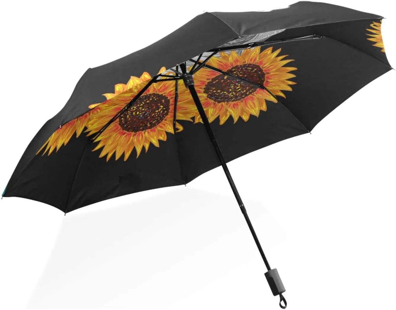 Poeticcity Rain Travel Umbrella, Hand Open Close Windproof Waterproof Folding Umbrella, Compact Canopy Strong Ray Parasol Umbrella
