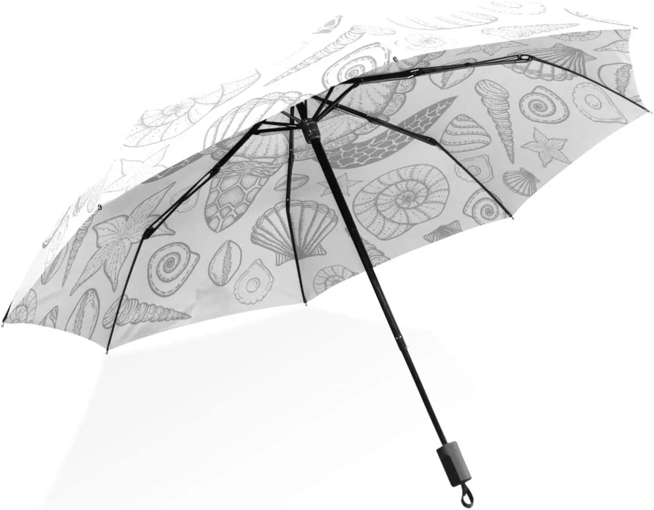 Poeticcity Rain Travel Umbrella, Hand Open Close Windproof Waterproof Folding Umbrella, Compact Canopy Strong Ray Parasol Umbrella