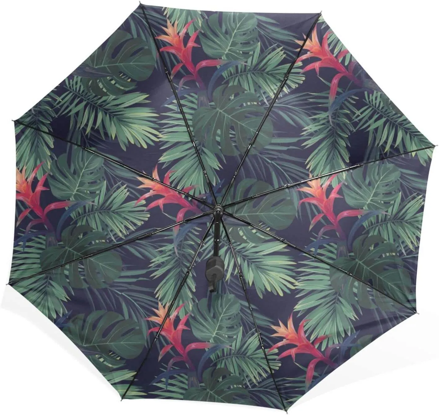 Poeticcity Rain Travel Umbrella, Hand Open Close Windproof Waterproof Folding Umbrella, Compact Canopy Strong Ray Parasol Umbrella