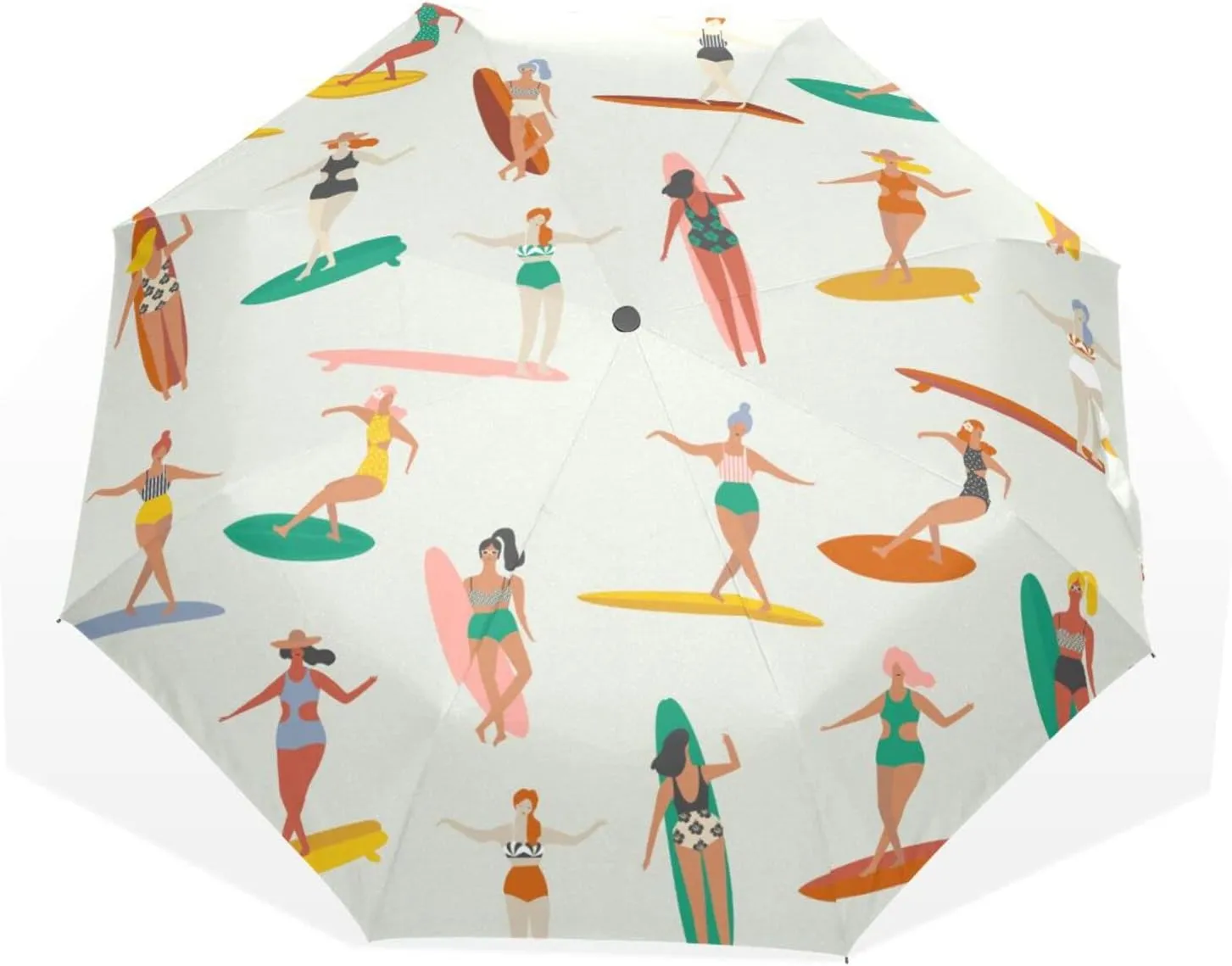 Poeticcity Travel Umbrella, Hand Open Close Windproof Waterproof Folding Umbrella, Black Tape Compact Canopy Strong Anti UV Ray Parasol