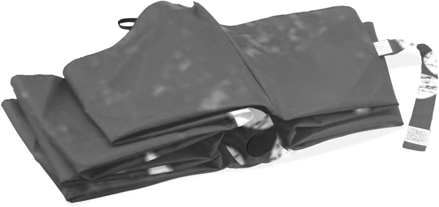 Poeticcity Travel Umbrella, Hand Open Close Windproof Waterproof Folding Umbrella, Black Tape Compact Canopy Strong Anti UV Ray Parasol