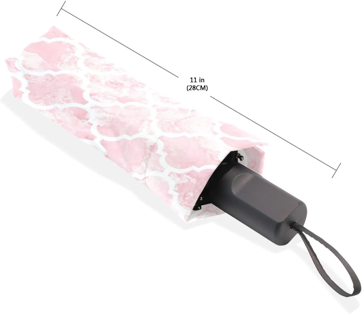 Poeticcity Travel Umbrella, Hand Open Close Windproof Waterproof Folding Umbrella, Black Tape Compact Canopy Strong Anti UV Ray Parasol