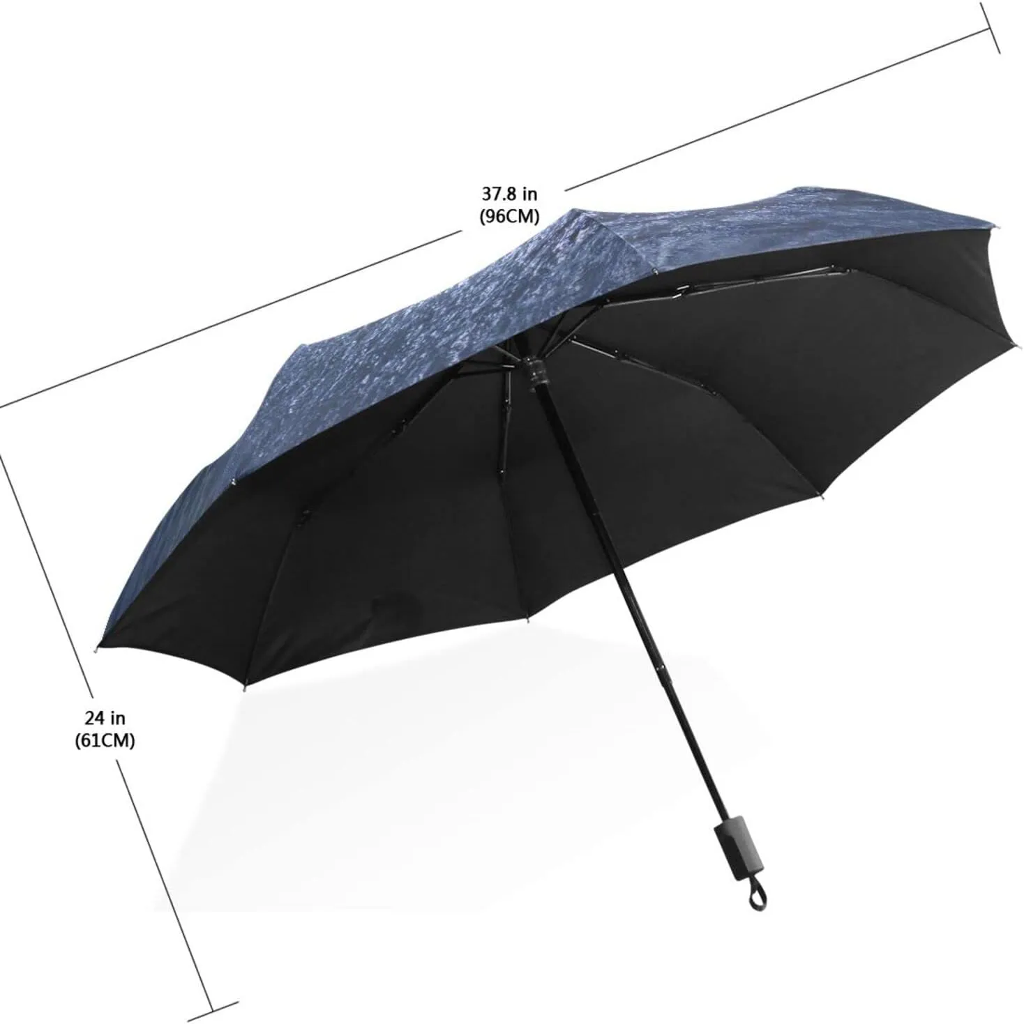Poeticcity Travel Umbrella, Hand Open Close Windproof Waterproof Folding Umbrella, Black Tape Compact Canopy Strong Anti UV Ray Parasol