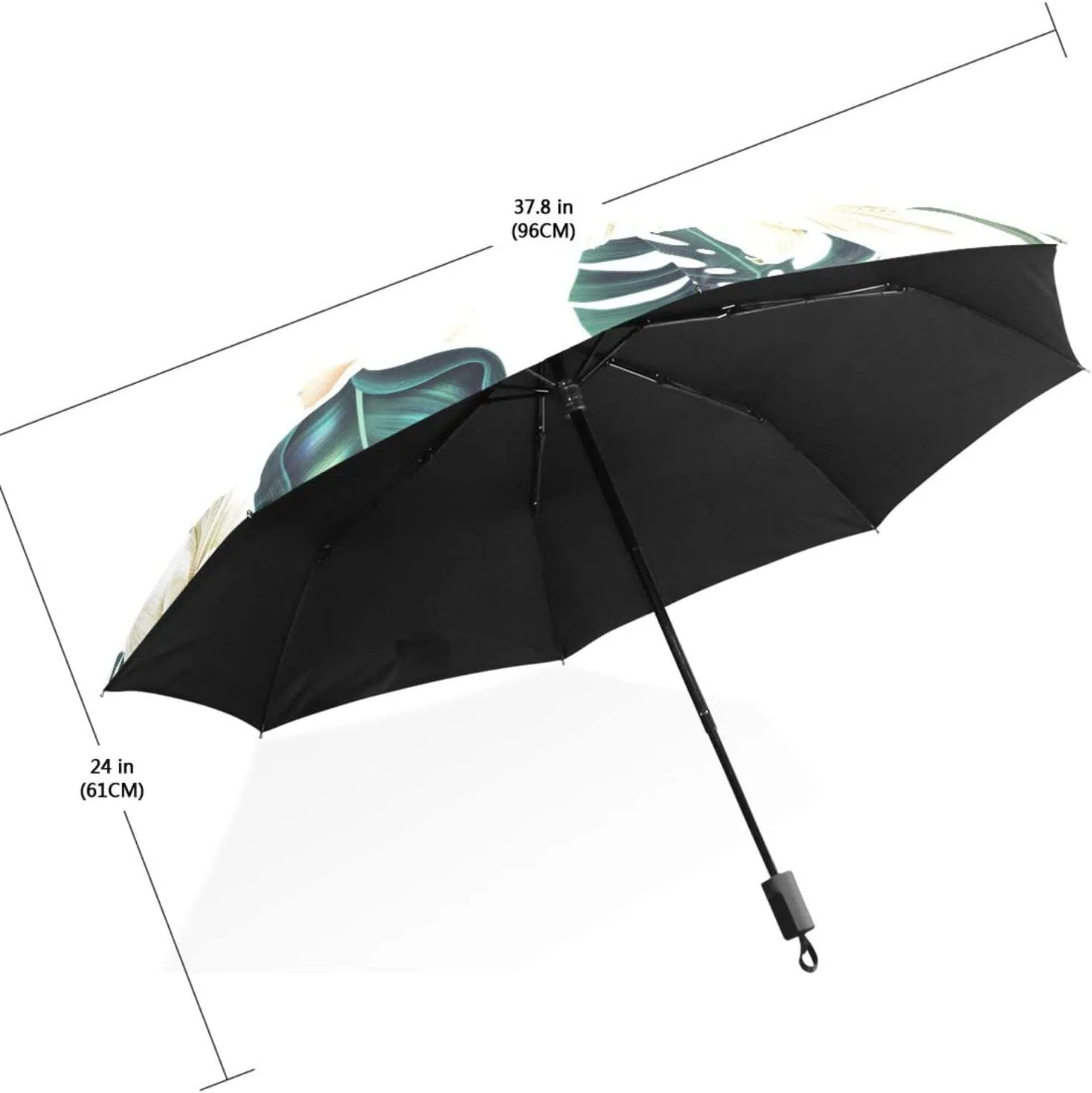 Poeticcity Travel Umbrella, Hand Open Close Windproof Waterproof Folding Umbrella, Black Tape Compact Canopy Strong Anti UV Ray Parasol