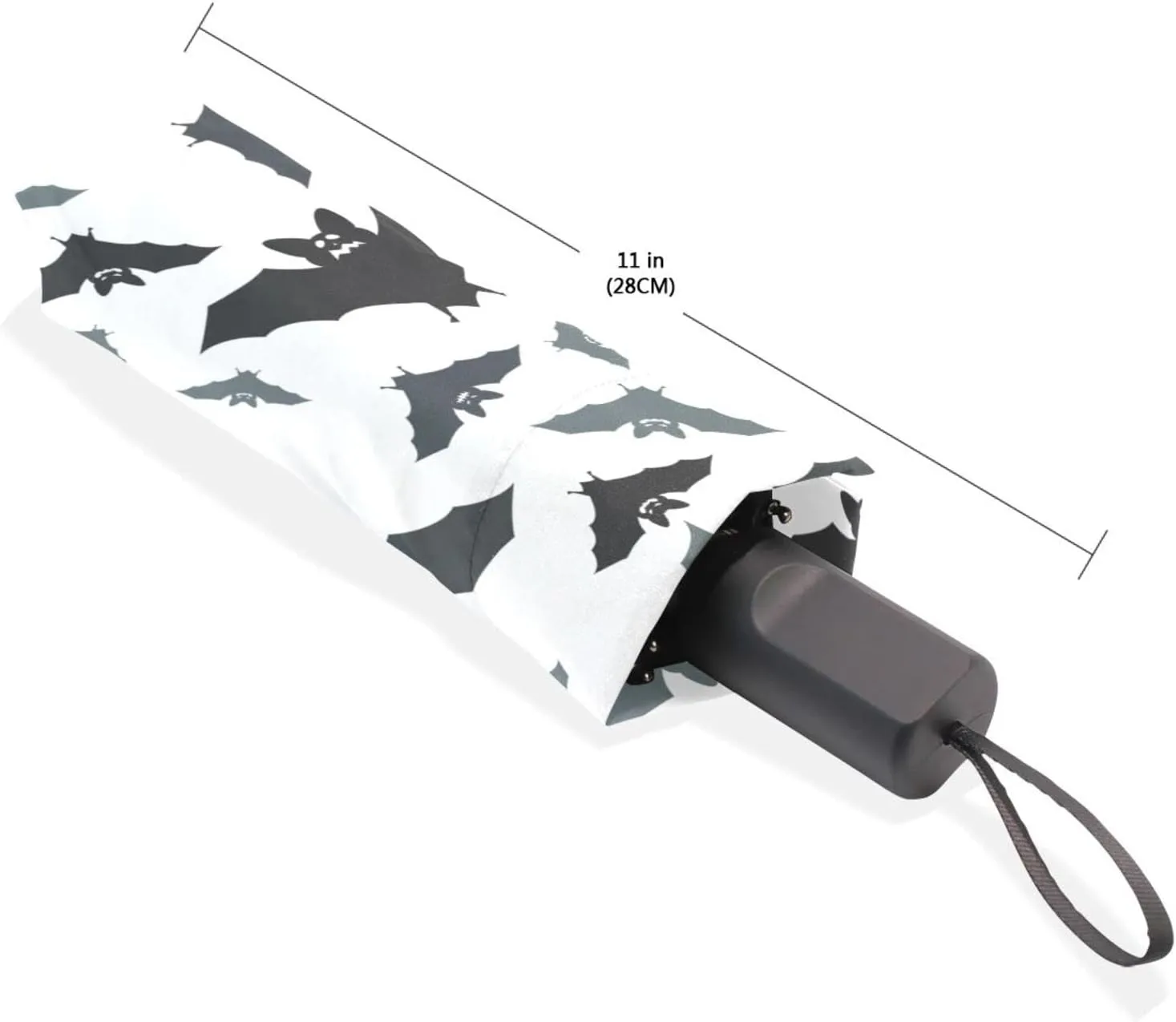 Poeticcity Travel Umbrella, Hand Open Close Windproof Waterproof Folding Umbrella, Black Tape Compact Canopy Strong Anti UV Ray Parasol