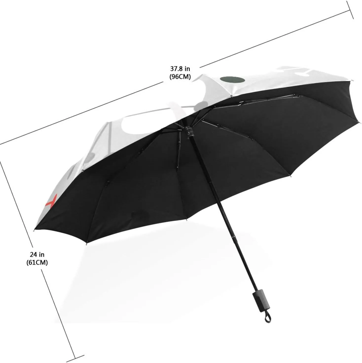 Poeticcity Travel Umbrella, Hand Open Close Windproof Waterproof Folding Umbrella, Black Tape Compact Canopy Strong Anti UV Ray Parasol