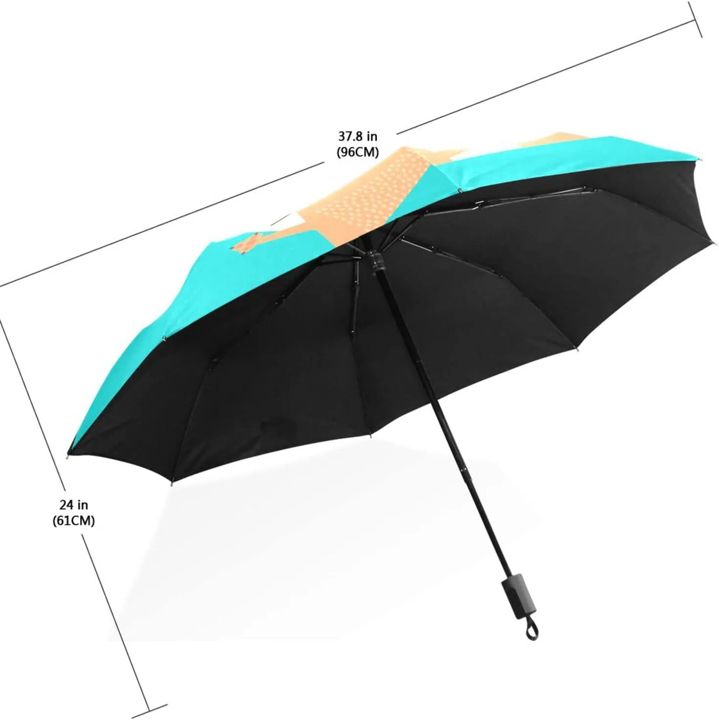 Poeticcity Travel Umbrella, Hand Open Close Windproof Waterproof Folding Umbrella, Black Tape Compact Canopy Strong Anti UV Ray Parasol