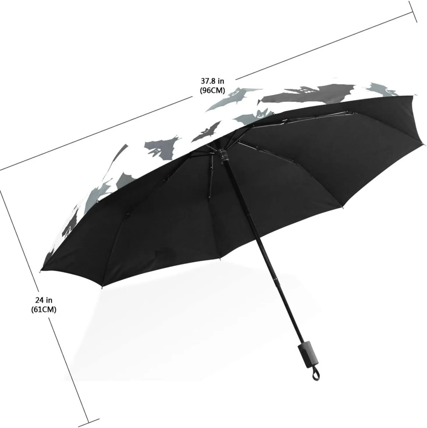 Poeticcity Travel Umbrella, Hand Open Close Windproof Waterproof Folding Umbrella, Black Tape Compact Canopy Strong Anti UV Ray Parasol