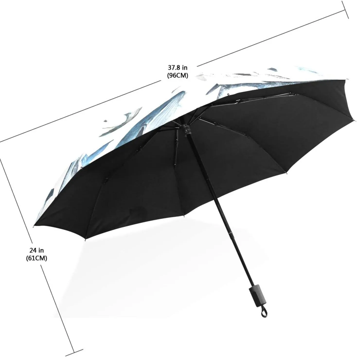 Poeticcity Travel Umbrella, Hand Open Close Windproof Waterproof Folding Umbrella, Black Tape Compact Canopy Strong Anti UV Ray Parasol