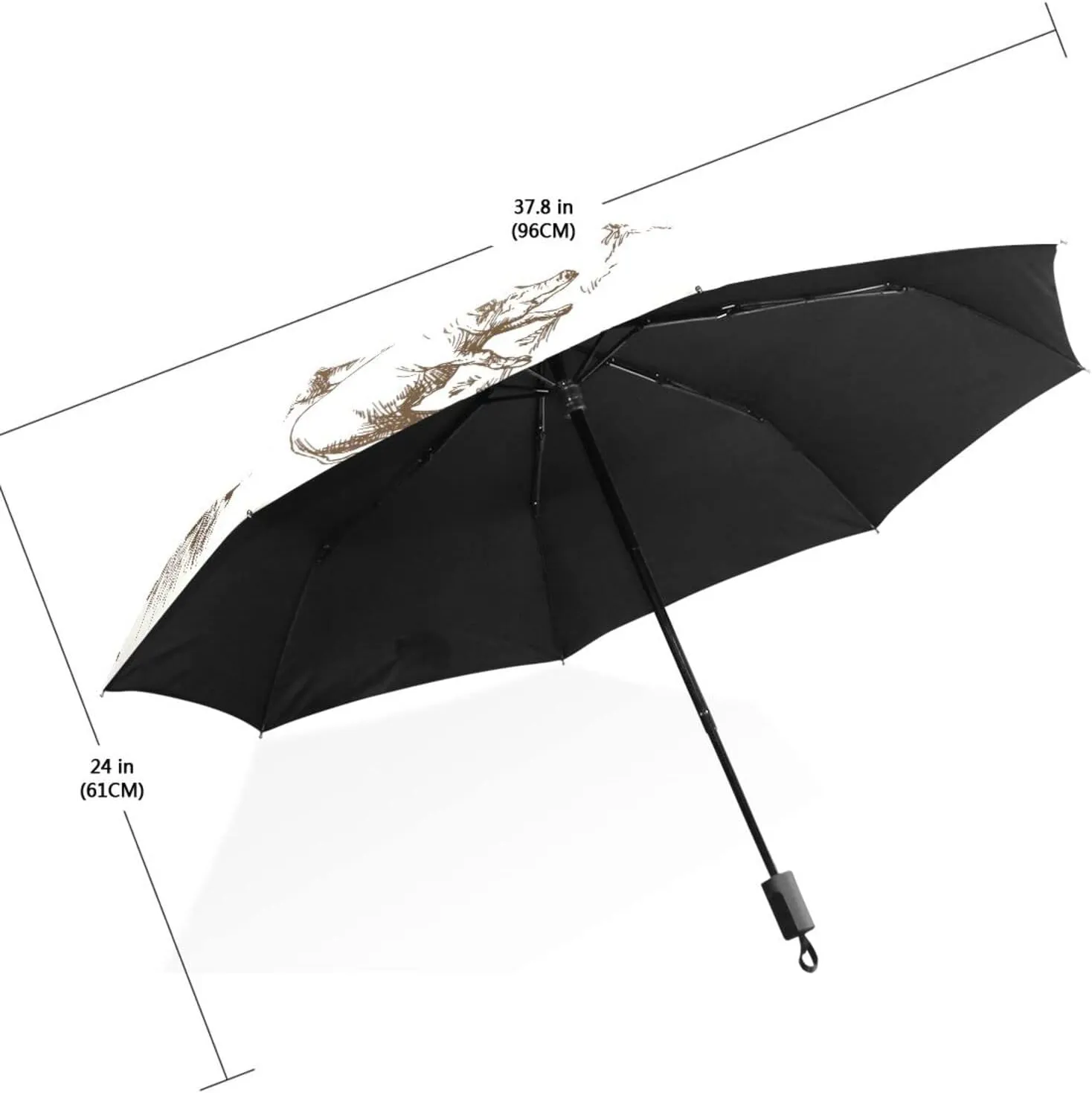 Poeticcity Travel Umbrella, Hand Open Close Windproof Waterproof Folding Umbrella, Black Tape Compact Canopy Strong Anti UV Ray Parasol
