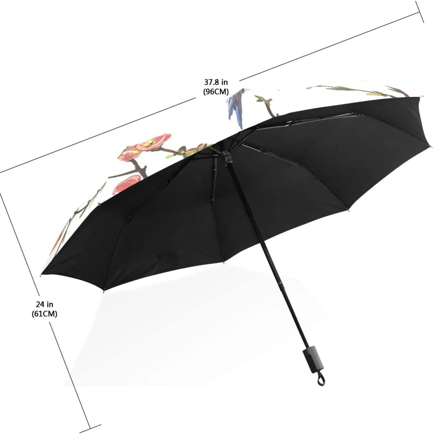 Poeticcity Travel Umbrella, Hand Open Close Windproof Waterproof Folding Umbrella, Black Tape Compact Canopy Strong Anti UV Ray Parasol