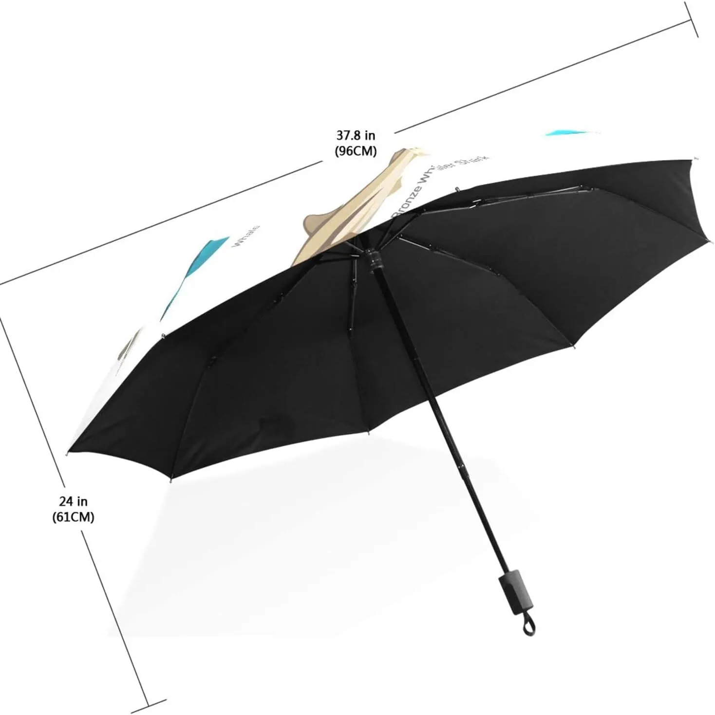 Poeticcity Travel Umbrella, Hand Open Close Windproof Waterproof Folding Umbrella, Black Tape Compact Canopy Strong Anti UV Ray Parasol