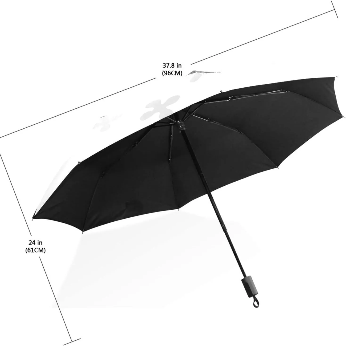 Poeticcity Travel Umbrella, Hand Open Close Windproof Waterproof Folding Umbrella, Black Tape Compact Canopy Strong Anti UV Ray Parasol