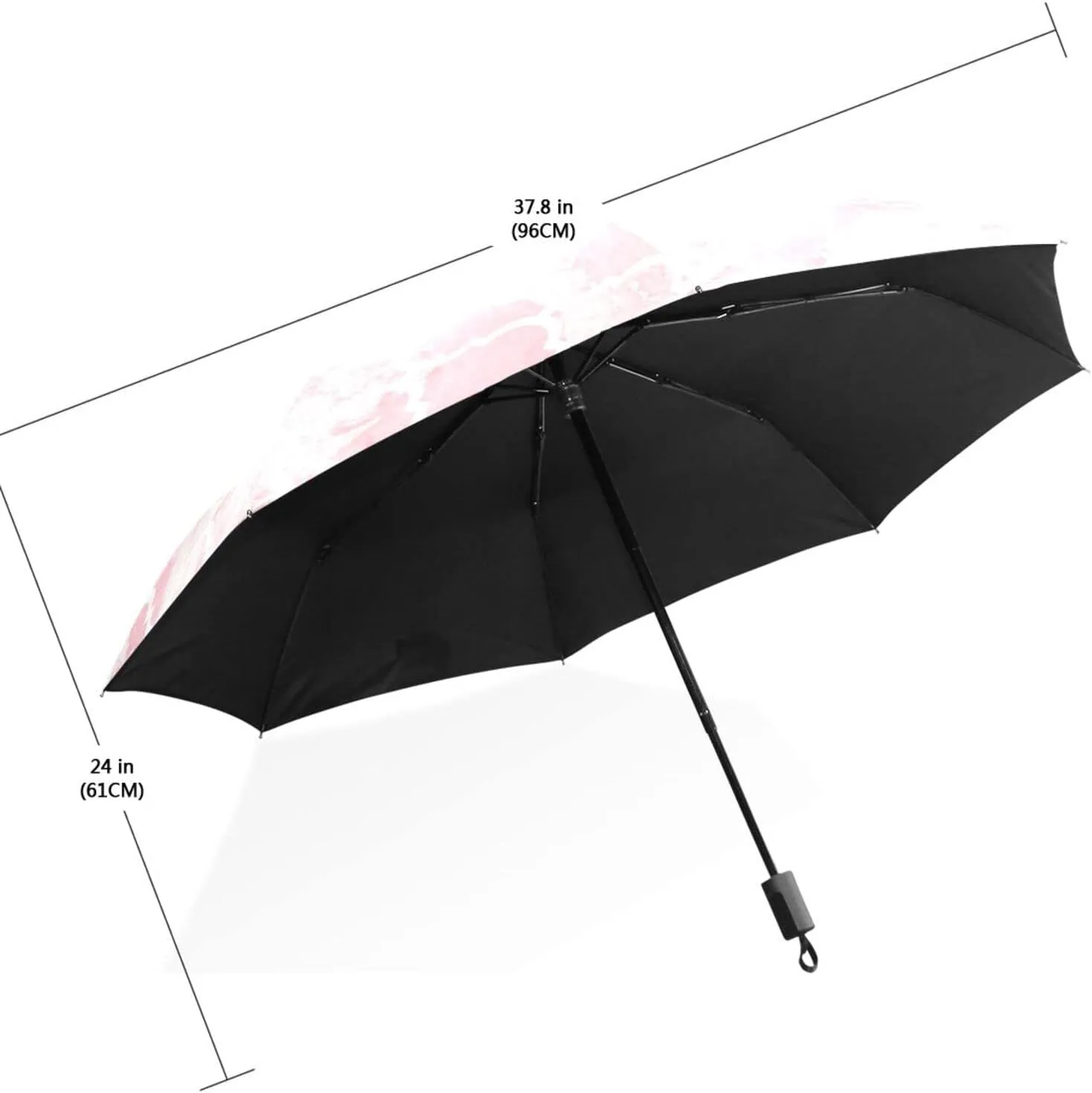 Poeticcity Travel Umbrella, Hand Open Close Windproof Waterproof Folding Umbrella, Black Tape Compact Canopy Strong Anti UV Ray Parasol