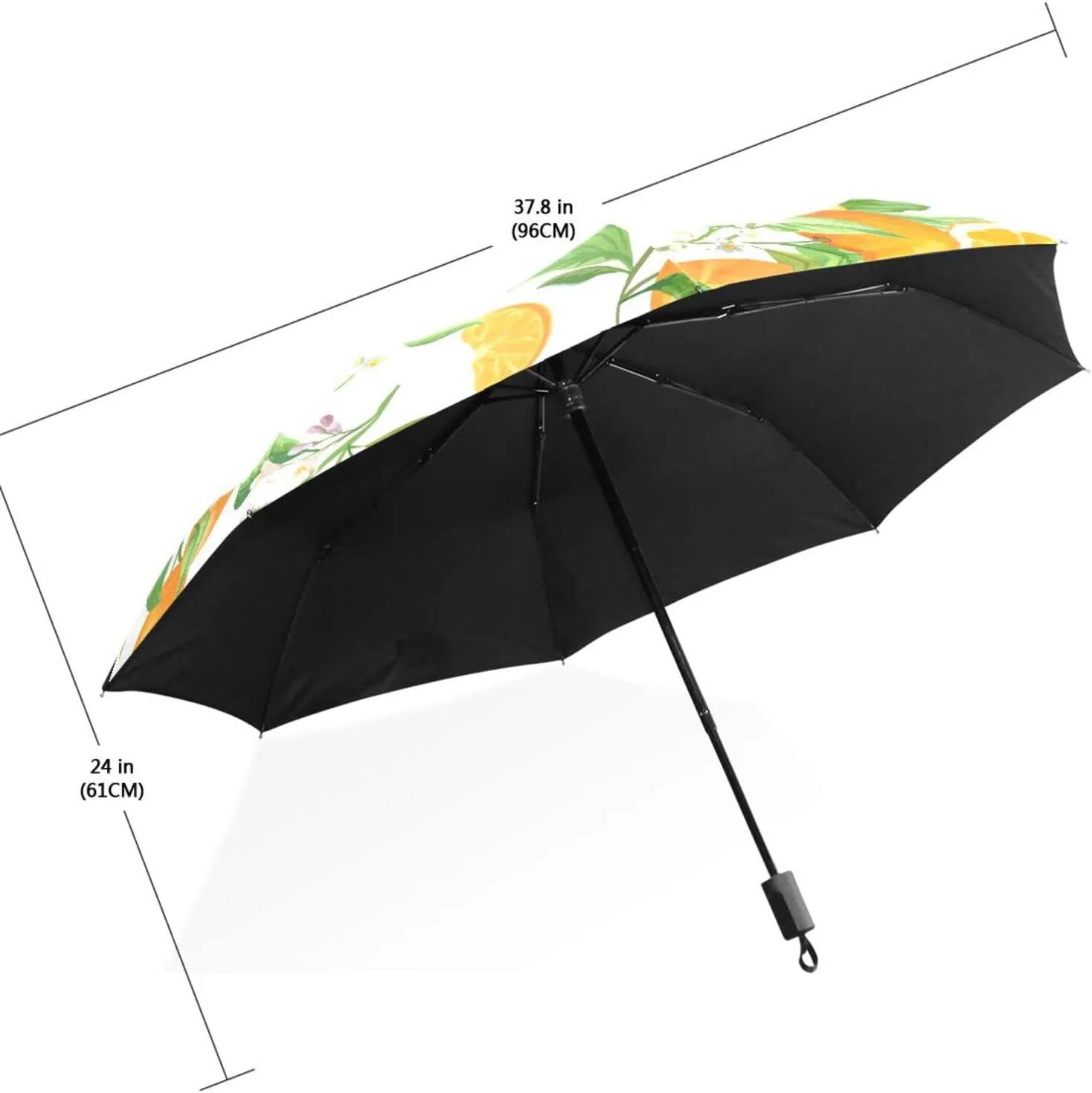 Poeticcity Travel Umbrella, Hand Open Close Windproof Waterproof Folding Umbrella, Black Tape Compact Canopy Strong Anti UV Ray Parasol