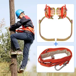 Pole Climbing Spikes, Professional Stainless Steel Tree Climbing Gear Kit with Safe Belt, Tree Climbing Spikes for Hunting Observation, Picking Fruit, Coconut, Simple to Use,500model