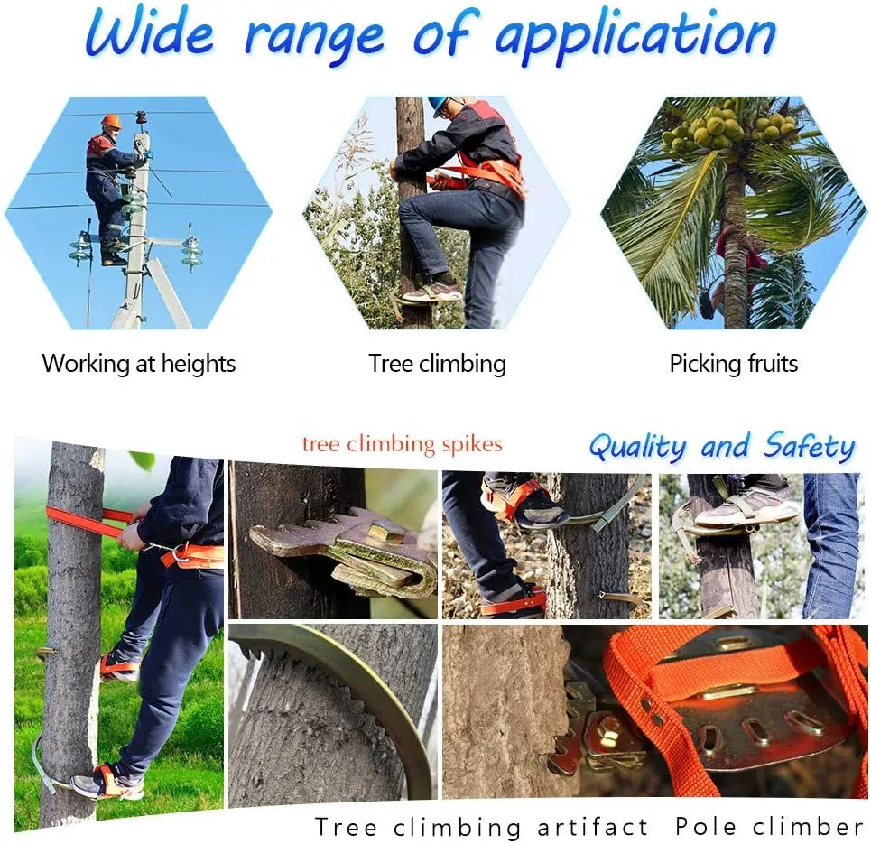 Pole Climbing Spikes, Tree Climbing Gear with Safe Belt, Adjustable Tree Climbing Spikes for Climbing Hunting Observation Picking Fruit,450model