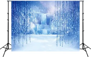 Polyester Cloth Ice and Snow Photography Banner,Party Decoration Banner Festival Snowflake Snowfall Background for Baby Shower Kids