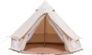 Polyester Cotton Bell Tent, Collapsible 4 Season Family Camping Tent with Carrying Bag and Light Hook,Detachable Design Bell Tent for Camping, Hiking, Fishing, Hunting