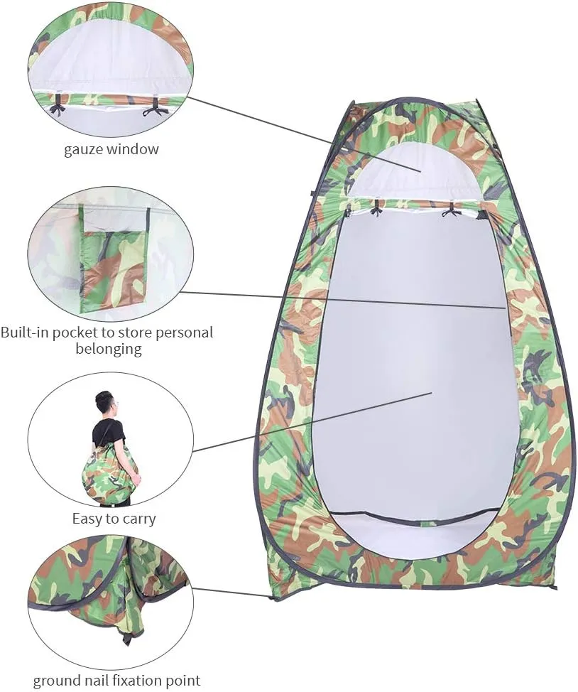 Pop-Up Camping Shower Tent, Dressing Fitting Room Privacy Shelter Tents for Outdoor Camping Toilet and Indoor Photo Shoot with Carrying Bag Waterproof Portable